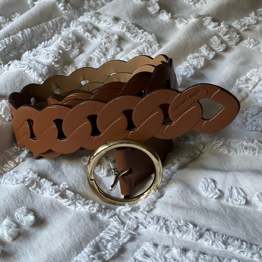 Michael Kors Brown and Gold Braided Belt